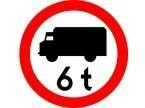 Znak B-5a - zakaz wjazdu samochodów ciężarowych o określonej masie