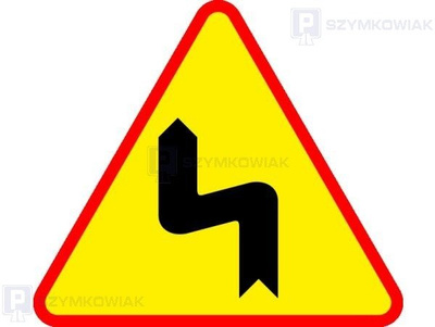Znak A-4 - niebezpieczne zakręty - pierwszy w lewo