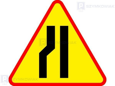 Znak A-12c - zwężenie jezdni - lewostronne