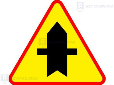Znak A-6a - skrzyżowanie z drogą podporządkowaną występującą po obu stronach
