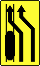 Tabliczka T-8 - tabliczka wskazująca miejsce, w którym ruch pojazdów został skierowany na tory tramwajowe