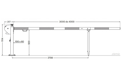 Szlaban ręczny z ramieniem regulowanym od 3-4 m
