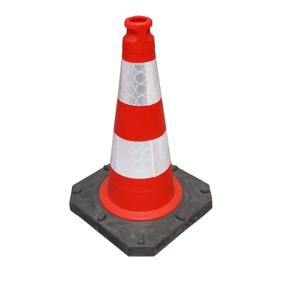 Pachołek drogowy 50 cm PE/REC - ciężka podstawa, odblaskowy