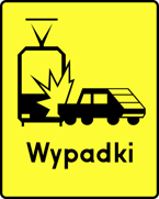 Tabliczka T-14c - tabliczka wskazująca miejsce częstych zderzeń z tramwajami