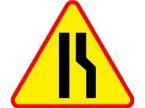 Znak A-12b - zwężenie jezdni - prawostronne