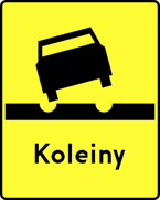 Tabliczka T-13 - tabliczka wskazująca odcinek drogi, na którym występują deformacje nawierzchni w postaci kolein