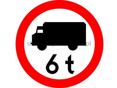 Znak B-5a - zakaz wjazdu samochodów ciężarowych o określonej masie