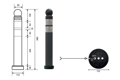 Słupek elastyczny, demontowalny EMKA 02
