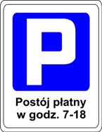 Znak D-44 - strefa płatnego parkowania