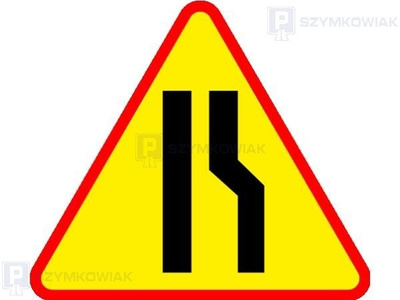 Znak A-12b - zwężenie jezdni - prawostronne